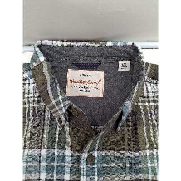 Weatherproof Vintage Men's Long Sleeve Flannel - Green / Blue - Size: Large, New - Picture 5 of 9